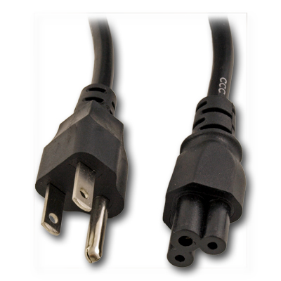 15ft Mickey Mouse Cord (NEMA 5-15P to C5 Plug 18AWG, Black  