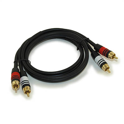 3ft 2 Wire RCA Premium Component Audio Cables, 24K Gold Plated, Black