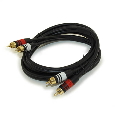 6ft 2 Wire RCA Premium Component Audio Cables, 24K Gold Plated, Black