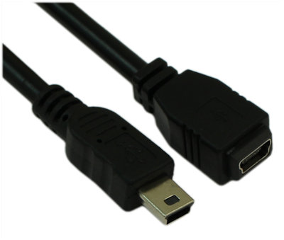 6 inch USB 2.0 Certified 480Mbps Mini-B/5-Pin Male/Female EXTENSION Cable
