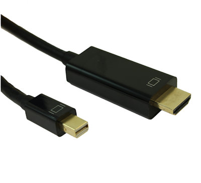 3ft Mini DisplayPort to HDMI Cable 30AWG Gold Plated, 4Kx2K@30Hz, Black