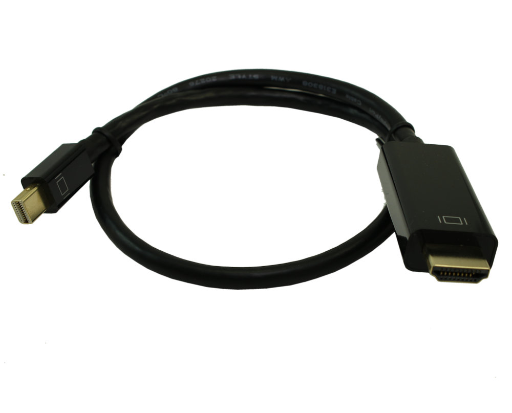 My Cable Mart 1.5ft Mini DisplayPort to HDMI Cable 30AWG Gold Plated, 4Kx2K30Hz, Black