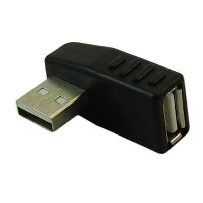 USB 2.0 RIGHT Facing A Male to A Female Right Angle Adapter    