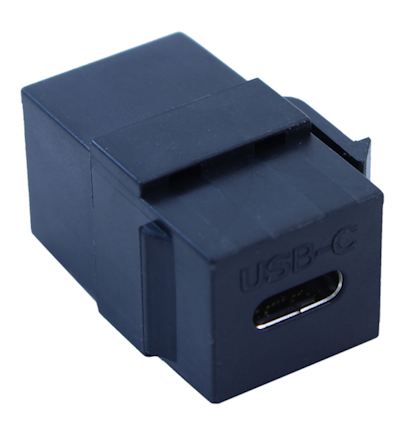 Keystone Jack Insert/Coupler USB 3 Type C to C, Female, Coupler Type, Black