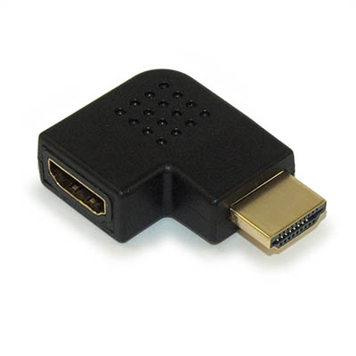 HDMI Right Angle M/F Adapter LEFT-SIDE Oriented Gold Plated