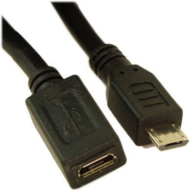 6inch USB 2.0 Micro-B 5-Pin EXTENSION Male/Female Cable, Nickel Plated