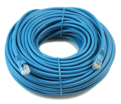 100ft Cat5E Ethernet RJ45 Patch Cable, Stranded, Snagless Booted, BLUE