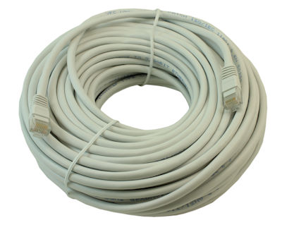 100ft Cat5E Ethernet RJ45 Patch Cable, Stranded, Snagless Booted, WHITE