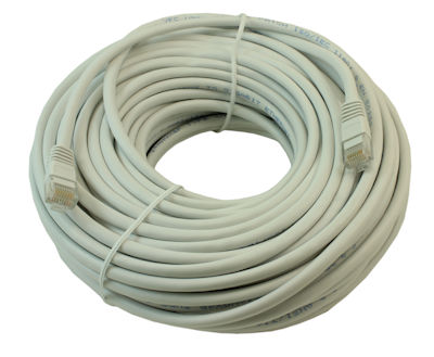 100ft Cat5E Ethernet RJ45 Patch Cable, Stranded, Snagless Booted, WHITE