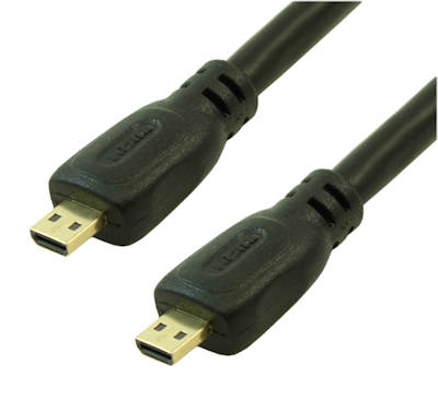 6 inch MICRO-HDMI to MICRO-HDMI w/Ethernet Male to Male Cable (32AWG), Blac