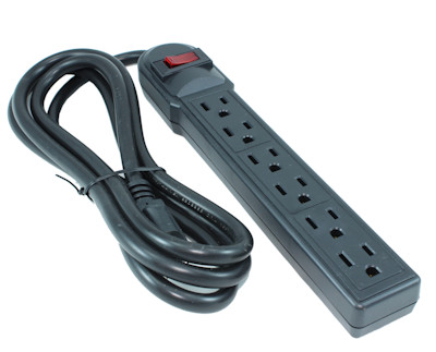 6ft 6 Outlet Power Bar (14AWG/15A) with 90J Surge Protector, Black