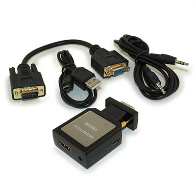 VGA with 3.5mm Audio to HDMI (to 1080P) Digital Converter, Portable