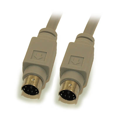50ft Mini-Din 6 Pin Male to Male for Keyboard or Mouse Cable, Beige