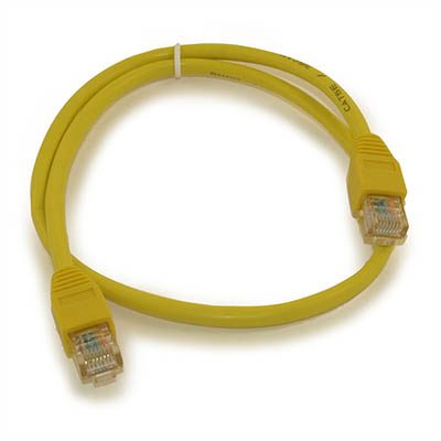 2ft Cat5E Ethernet RJ45 Patch Cable, Stranded, Snagless Booted, YELLOW