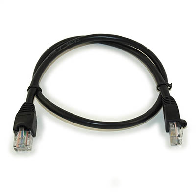 2ft Cat5E Ethernet RJ45 Patch Cable, Stranded, Snagless Booted, BLACK