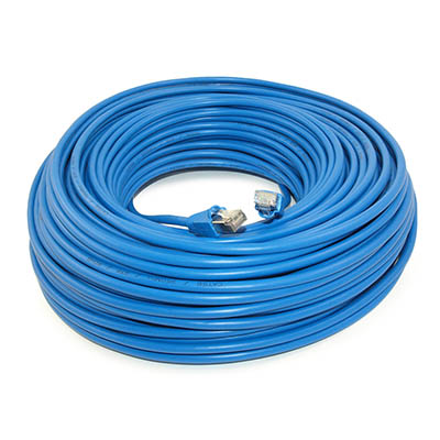200ft Cat5E SHIELDED Ethernet RJ45 Patch Cable,Stranded,Snagless Booted,BLU