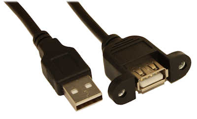 18inch USB 2.0 EXTENSION Type A Male to A Female PANEL MOUNT Cable
