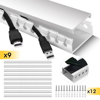 My Cable Mart On Wall Or Under Desk Cable Raceway Kit 9pcs With