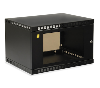 6U Wall Mount Cabinet 17inches (Shallow) Deep with Glass Door