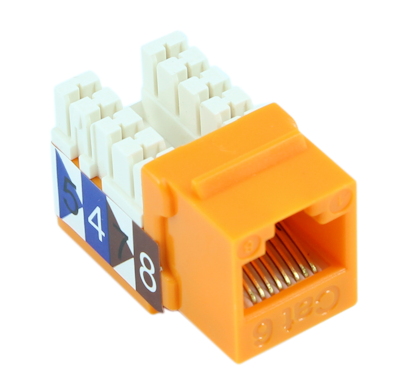 Keystone Jack Insert/Punch-down - Cat 6 RJ45 Networking, Orange