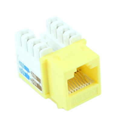 Keystone Jack Insert/Punch-down - Cat 6 RJ45 Networking, Yellow