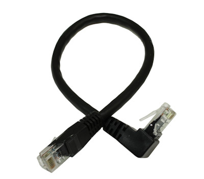 1ft Cat6 ANGLED-DOWN Ethernet RJ45 Patch Cable, NON-BOOTED, BLACK