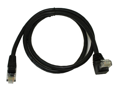 2ft Cat6 ANGLED-DOWN Ethernet RJ45 Patch Cable, NON-BOOTED, BLACK