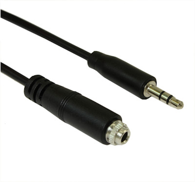 6ft 3.5mm Mini-Stereo TRS Male to Female Panel-Mount Extension Cable