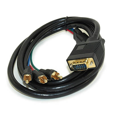 6ft VGA/HD15 Video Projector to 3-RCA Component (Y, Pr, Pb) Cable