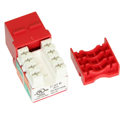 Keystone Jack Insert/Punch-down - Cat 6 RJ45 Networking, Red