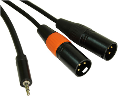 10ft Premium 3.5mm TRS Stereo Male to 2 XLR