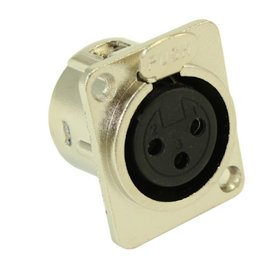 Wallplate: XLR Female D-Series Panel Mount Connector, Metal Shell