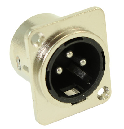 Wall plate: XLR Male D-Series/Neutrik Panel Mount Connector, Metal Shell