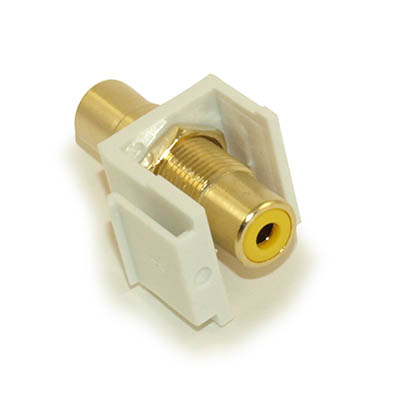 Keystone Jack Insert/Coupler Type: RCA with YELLOW Center,Gold Plated,White