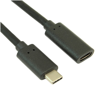 Mart - 6inch USB 3.2 2 Type-C Male to Female EXTENSION Cable, Gbps Black