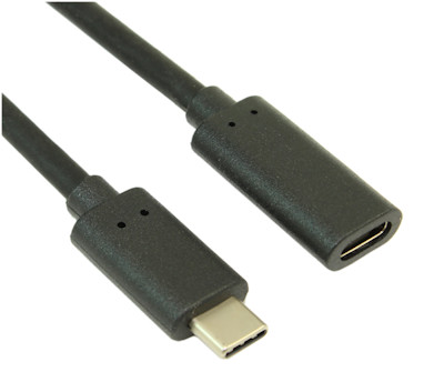 3Ft USB 3.2 Gen 2 Type-C Male to Female EXTENSION Cable, 10 Gbps Black