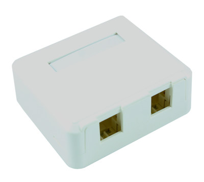 Wallplate: Surface Mount Type, Keystone, 2 Hole - White