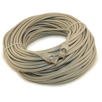 100ft Cat5E Ethernet RJ45 Patch Cable, Stranded, Snagless Booted, GRAY