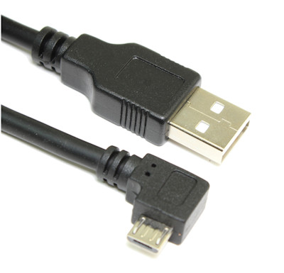 1.5ft USB 2.0 Certified Type A Male to LEFT ANGLE Micro-B 5-Pin Cable