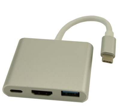 USB 3 Type C Male to HDMI 4K@30Hz with Charge Out-ports