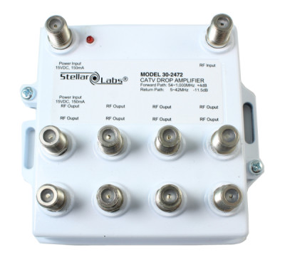 Coax Splitter: 8 Way 54-1000Mhz, Amplified, Powered