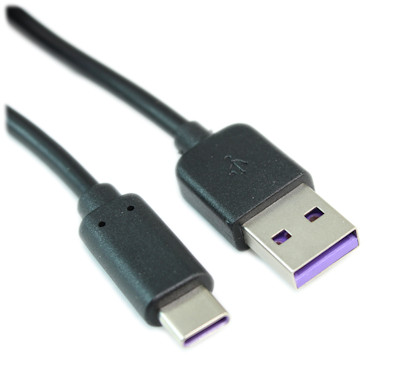1.5ft USB QUICK-CHARGE v3 Type-C Male to Type-A Male Cables, 480Mbps, Black