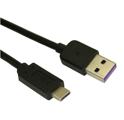6ft USB QUICK-CHARGE v3 Type-C Male to Type-A Male Cables, 480Mbps, Black