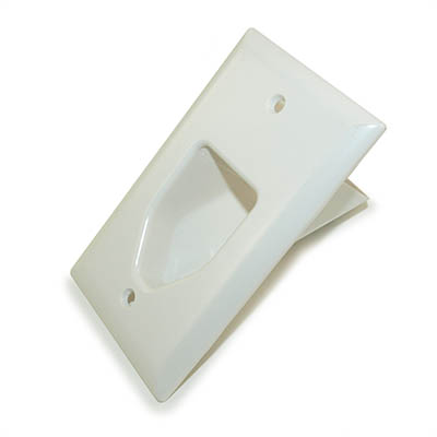Wallplate: Single-Gang Recessed Cable Pass-thru, White