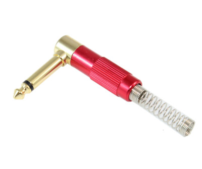1/4 Inch ANGLED MONO TS Male Self-solder Premium Connector, Gold Plated
