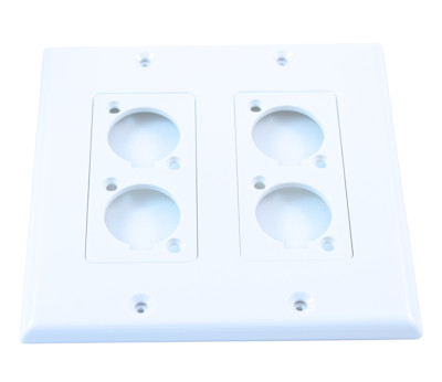 Wallplate: 2 Gang / 4 Hole D-Series/Neutrik Connector Plate, PVC White
