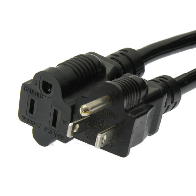 10ft Standard Power Extension Cord (NEMA 5-15P to 5-15R Plug 16AWG,Black 
