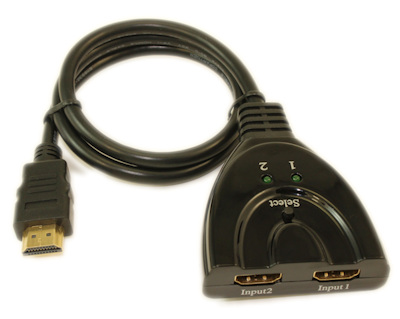 2 IN/1 OUT HDMI Switch AUTO-SELECT, Pigtail Style, 4K@60Hz/4:4:4/HDCP2.2
