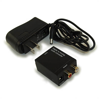 Digital Coax or Optical Toslink (SPDIF) to Analog (2 RCA) Audio Converter