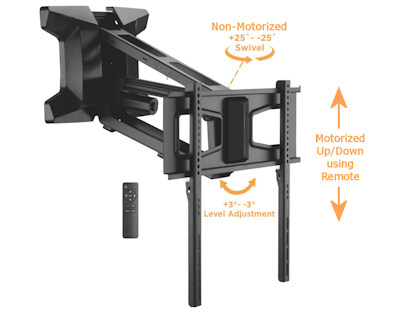 FULL MOTION MOTORIZED Fireplace Drop-Down Wall Mount Bracket 37-70'' TVs